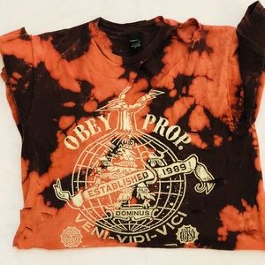 Black destroyed Obey crop top